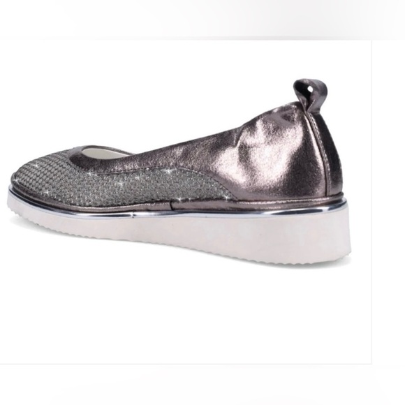 Ron White Women Natanya Mesh Metallic Pewter Ballet Flat Slip-on Shoes Sz 9.5/40 - Picture 2 of 14